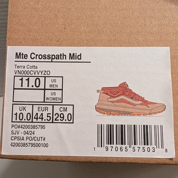 Vans NEW Crosspath Mid MTE Terra Cotta Orange - Unisex - Men 11 / Women 12.5 - Picture 11 of 12